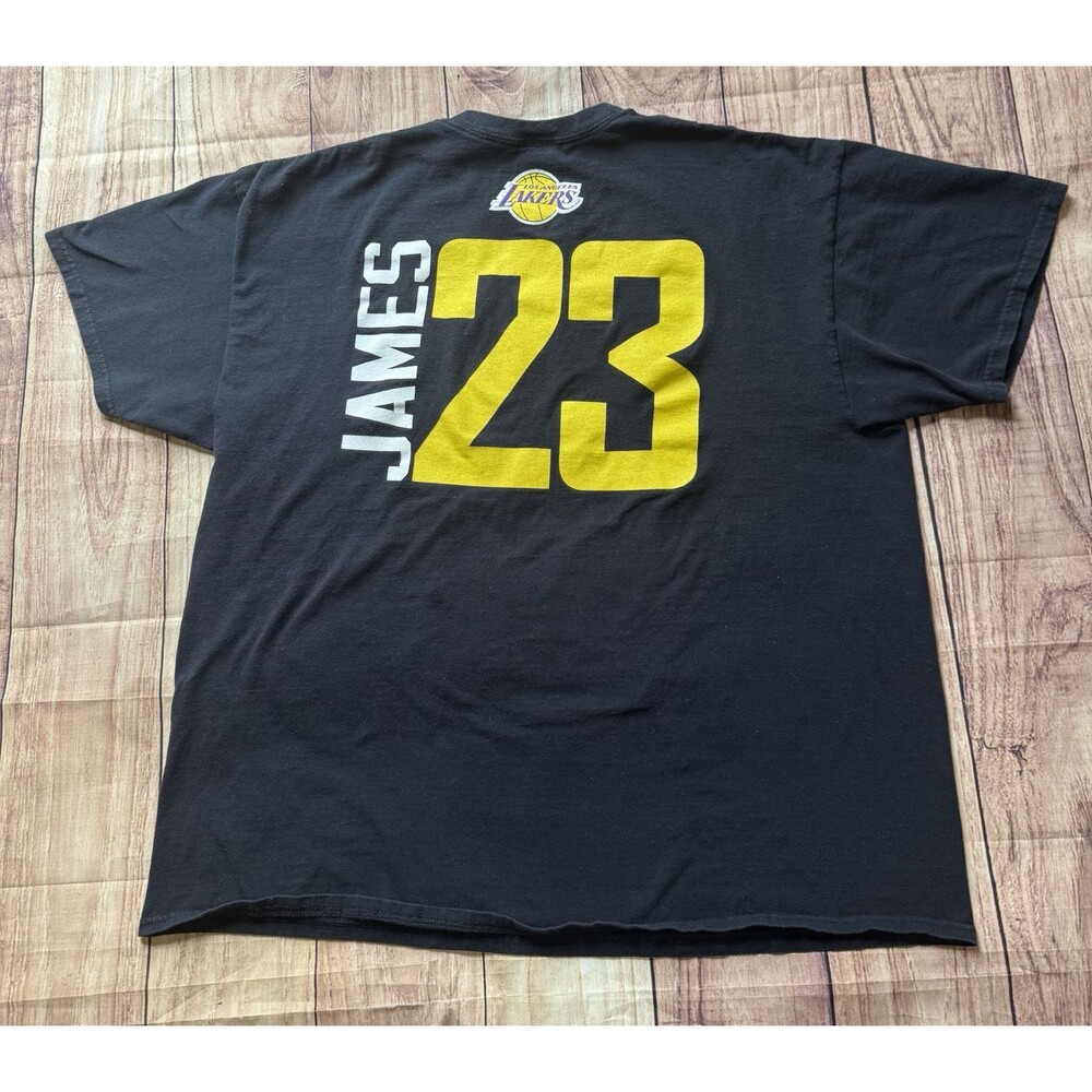 Majestic T Shirt Los Angeles LA Lakers Black #23 Lerbron James Size 2XL XXL